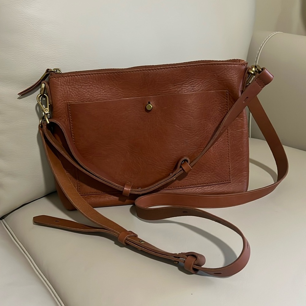 Madewell mini transport crossbody leather bag.